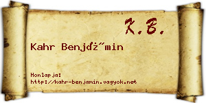 Kahr Benjámin névjegykártya