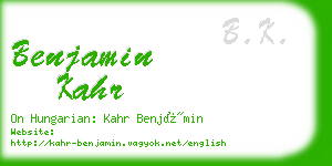 benjamin kahr business card